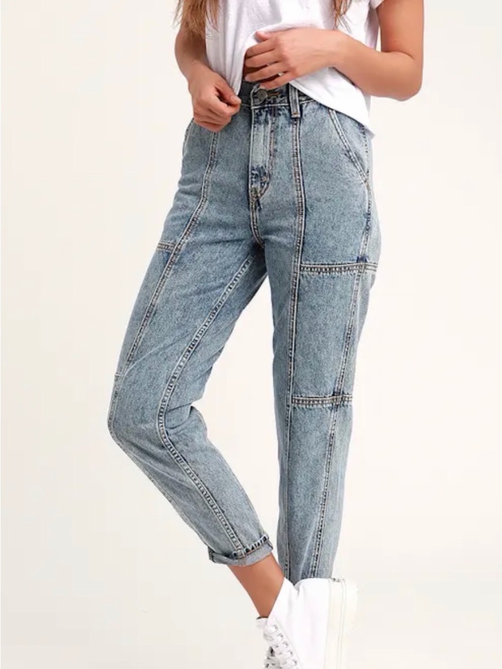 Levi's Light Blue Patchwork Ankle Jeans